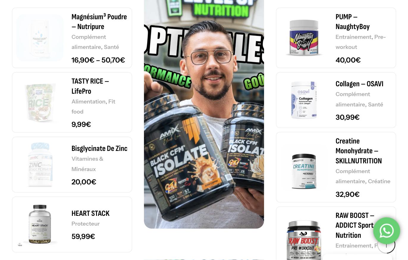 Catalogue des meilleures ventes du site e-commerce LevelUp Nutrition