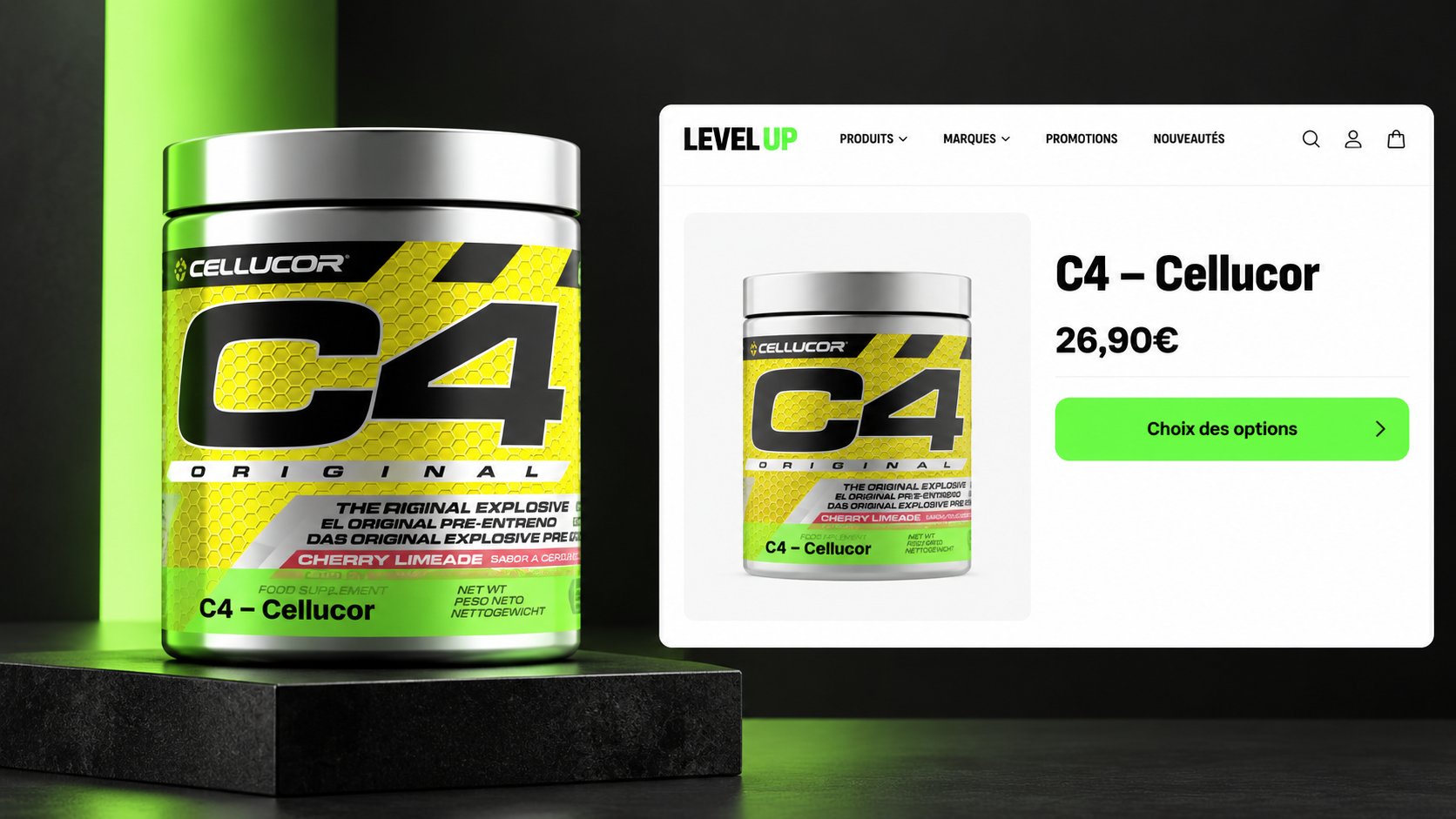 Fondateur devant la boutique physique LevelUp Nutrition à Lille
